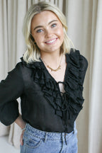 Rachelle Ruffle Blouse - Black
