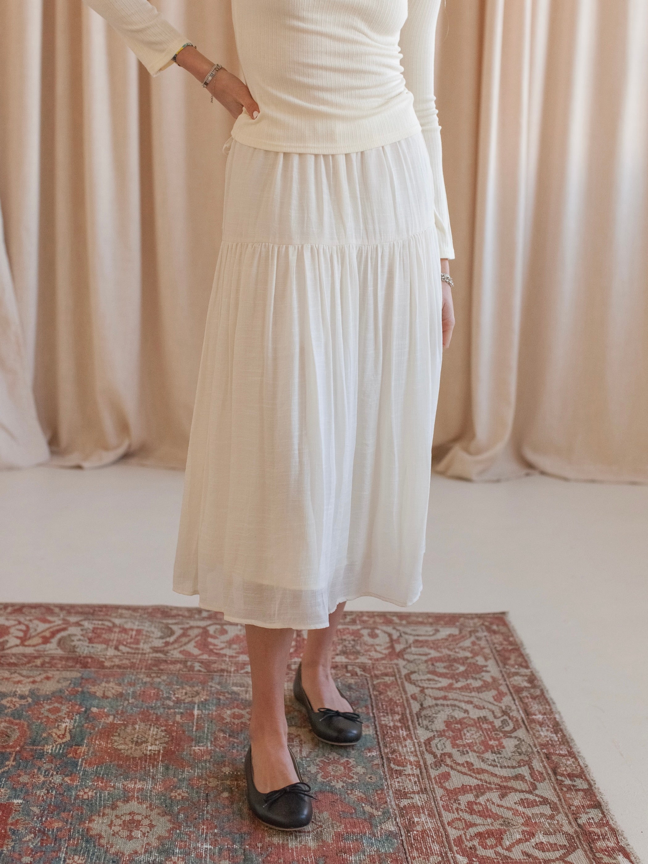 Cece Tiered Midi Skirt