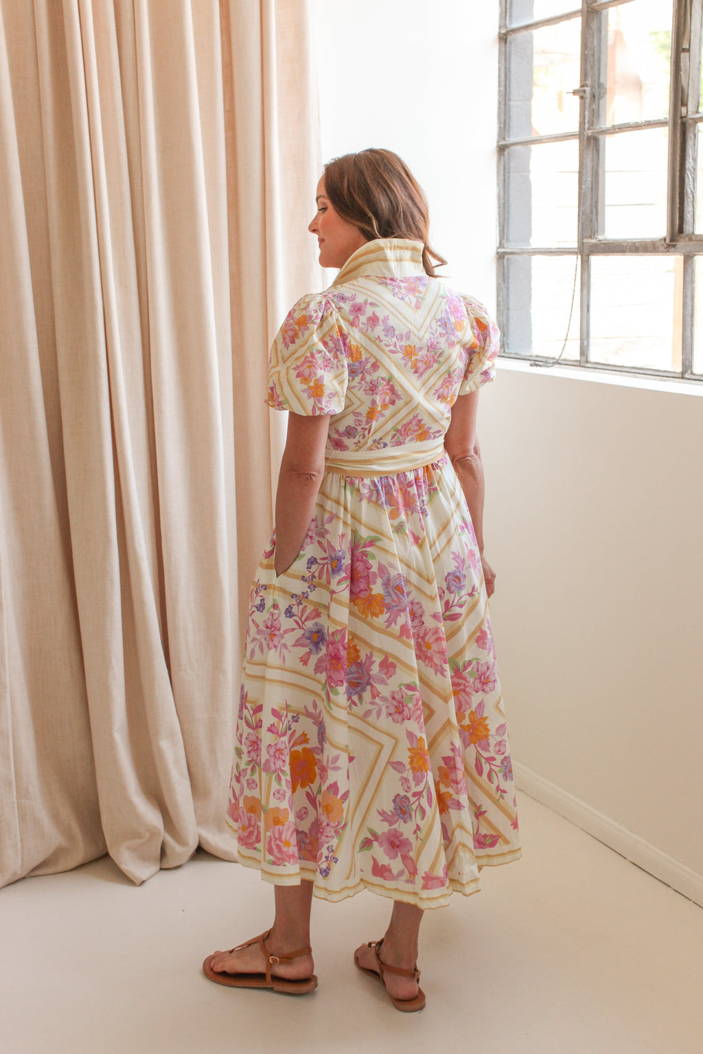 Lennon Pink Floral Midi Dress