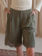 Isabella Lace Shorts - Olive