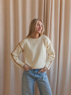Joe Contrast Sweater- Cream