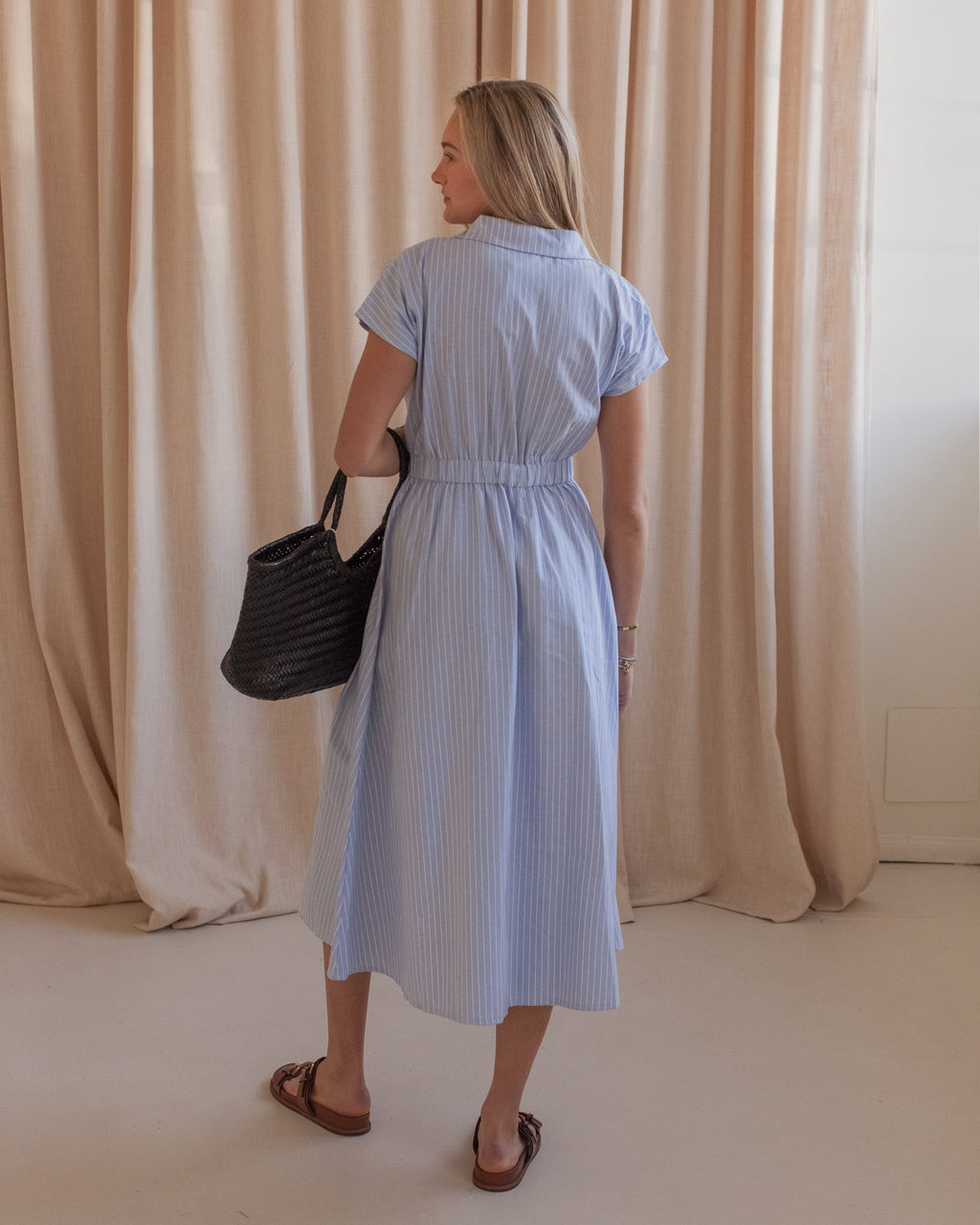 Hannah Pinstripe Midi Dress