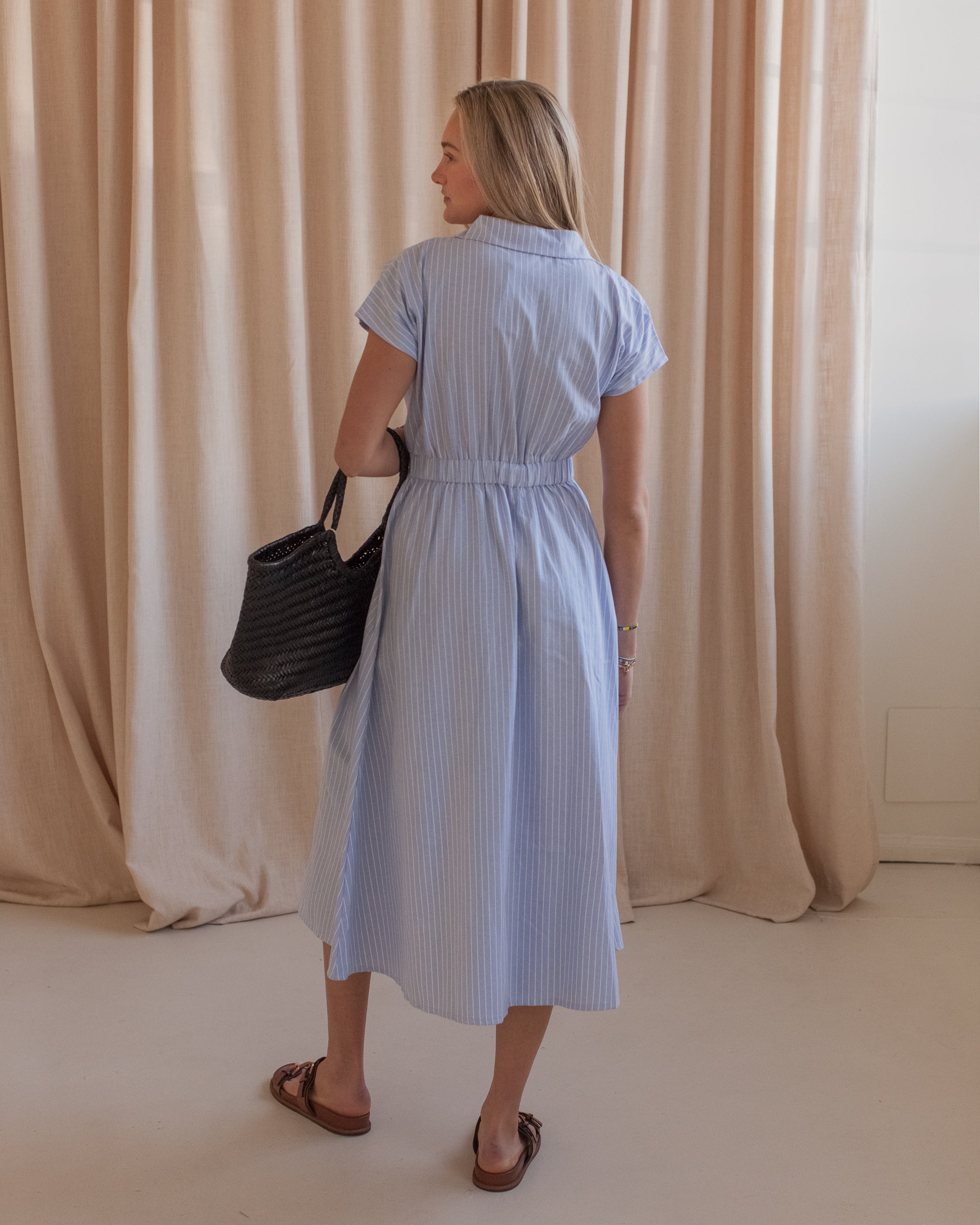 Hannah Pinstripe Midi Dress