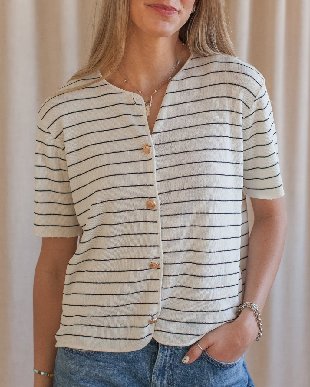 Ava Striped Knit- Ivory