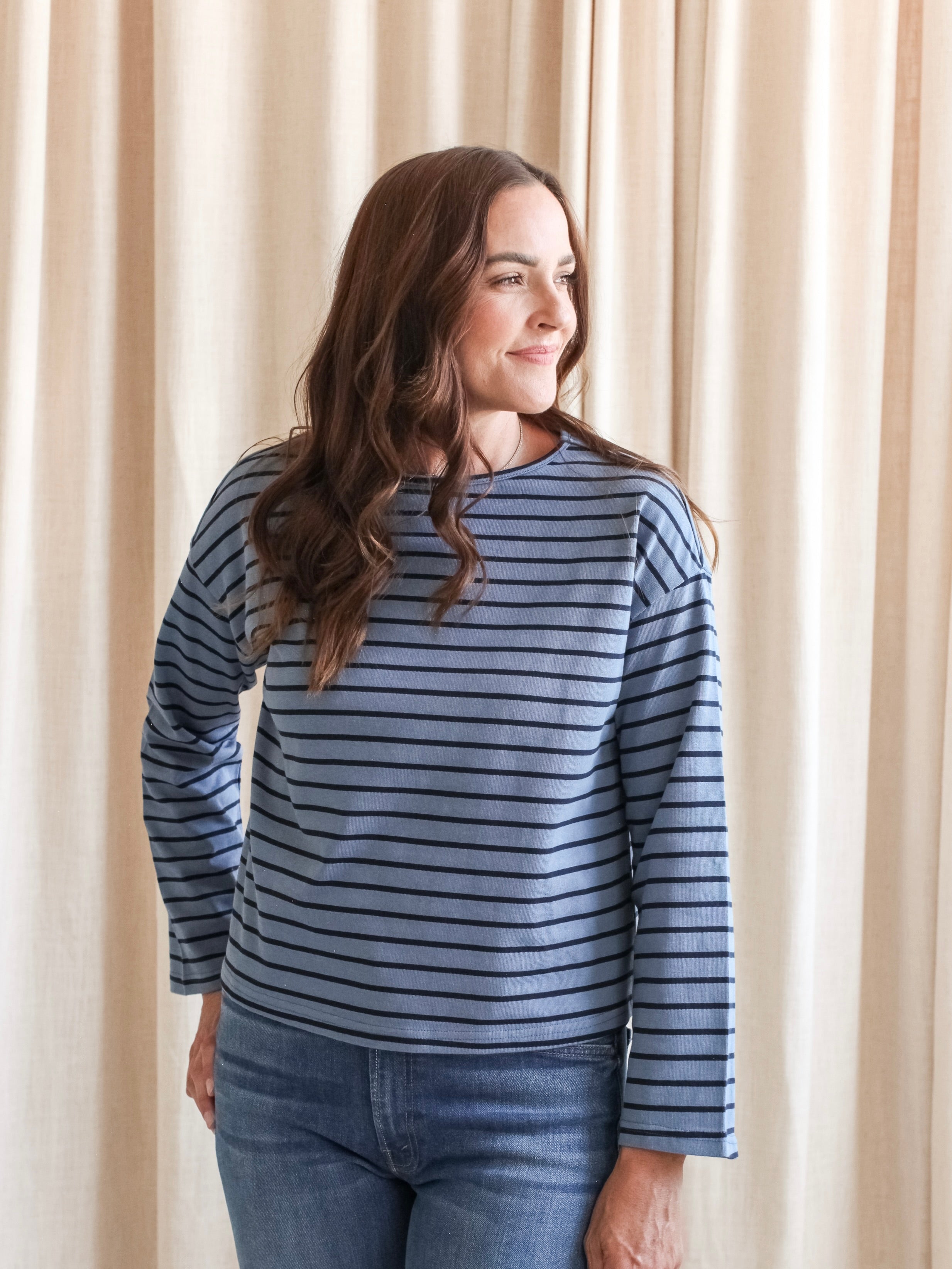 Shelly Stripe Top- Blue