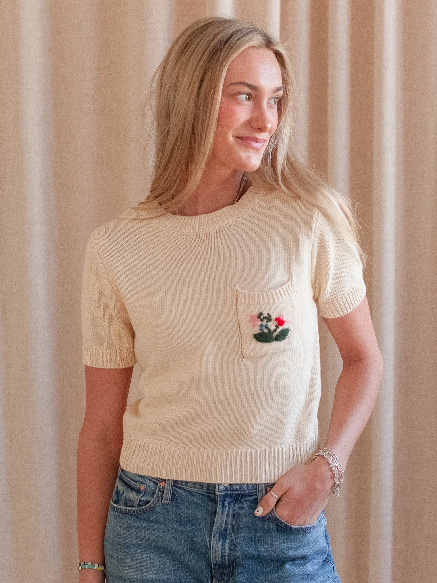 April Floral Knit- Cream