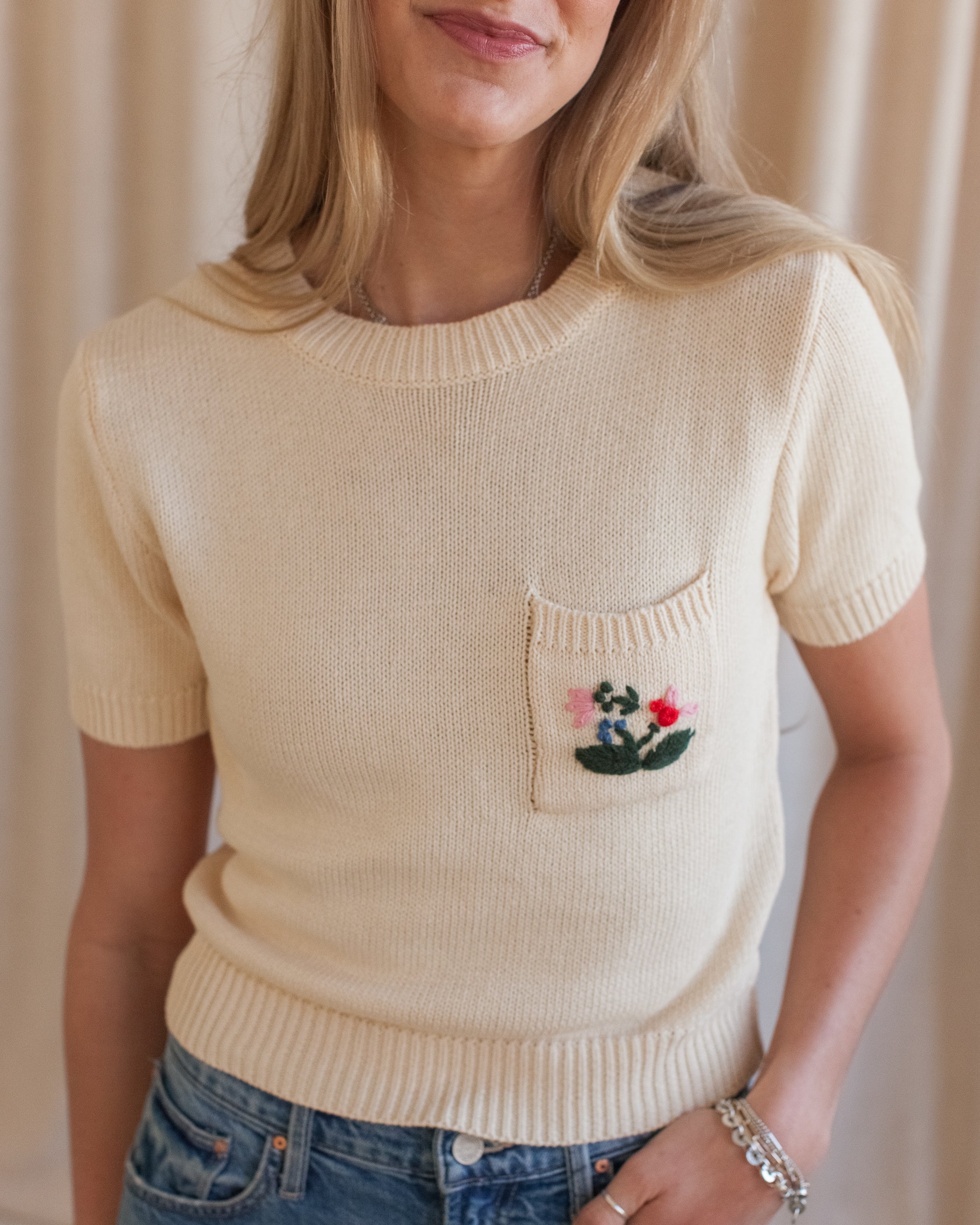 April Floral Knit- Cream