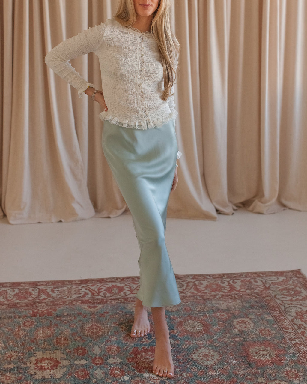 Ada Slip Skirt- Sky