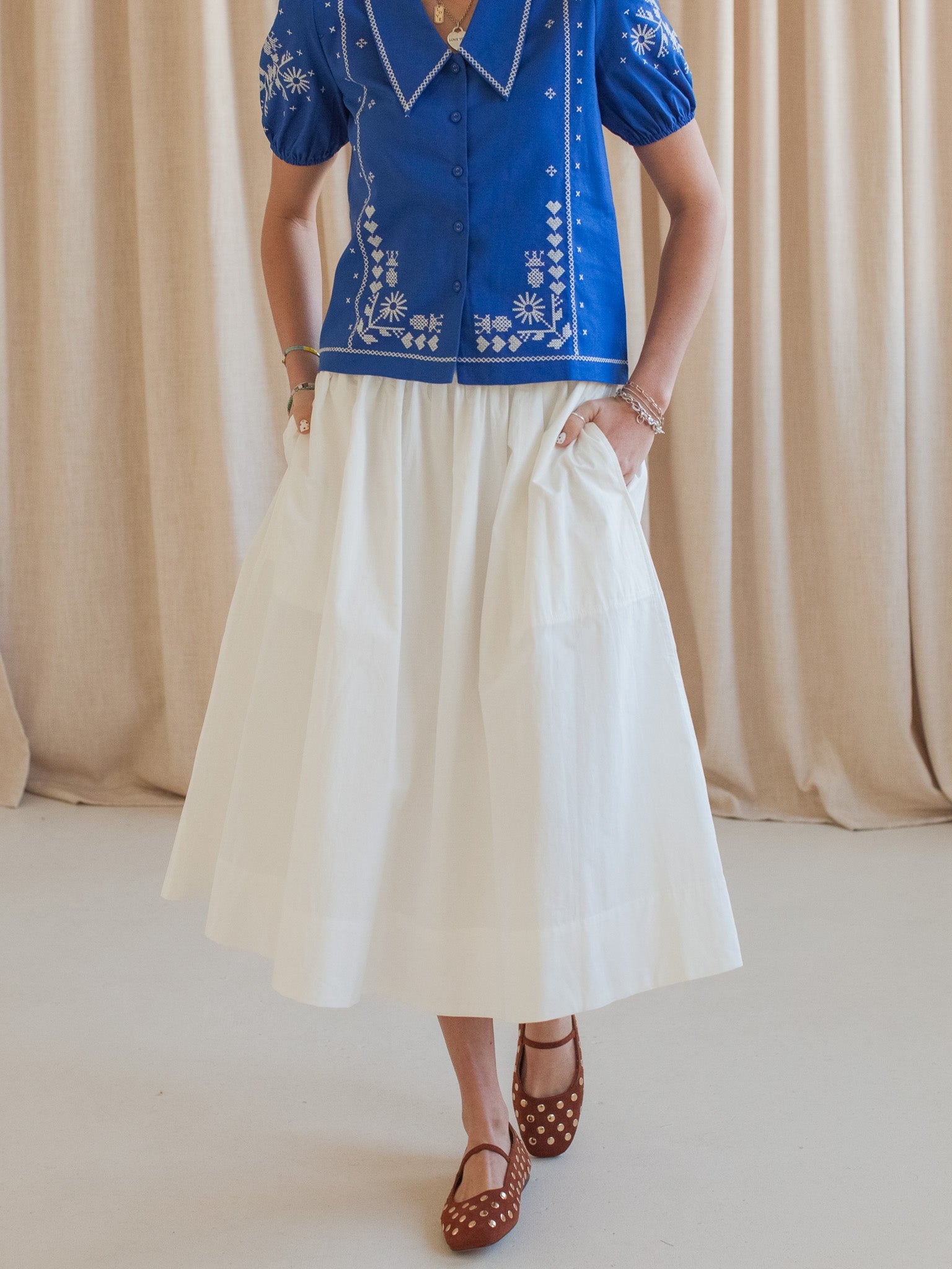 Lyla Poplin Midi Skirt