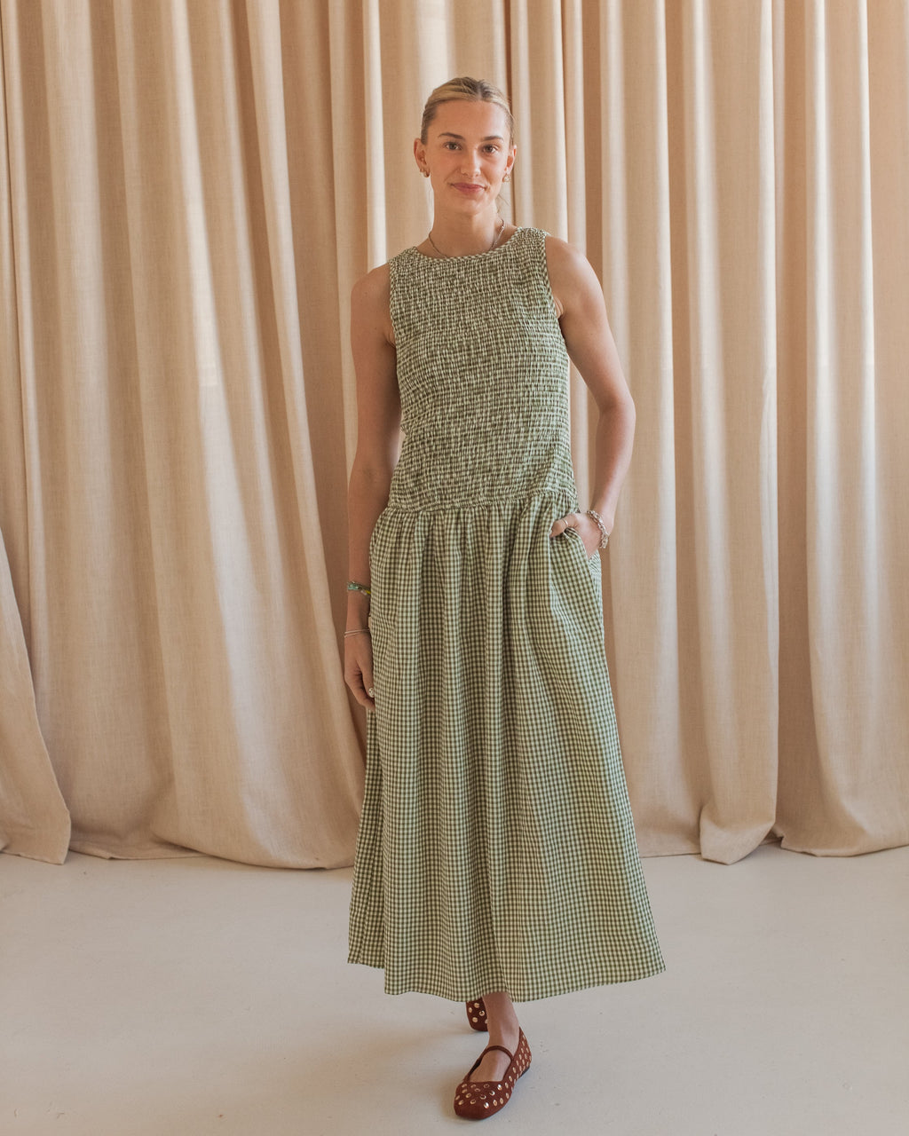 Emerald Gingham Dress