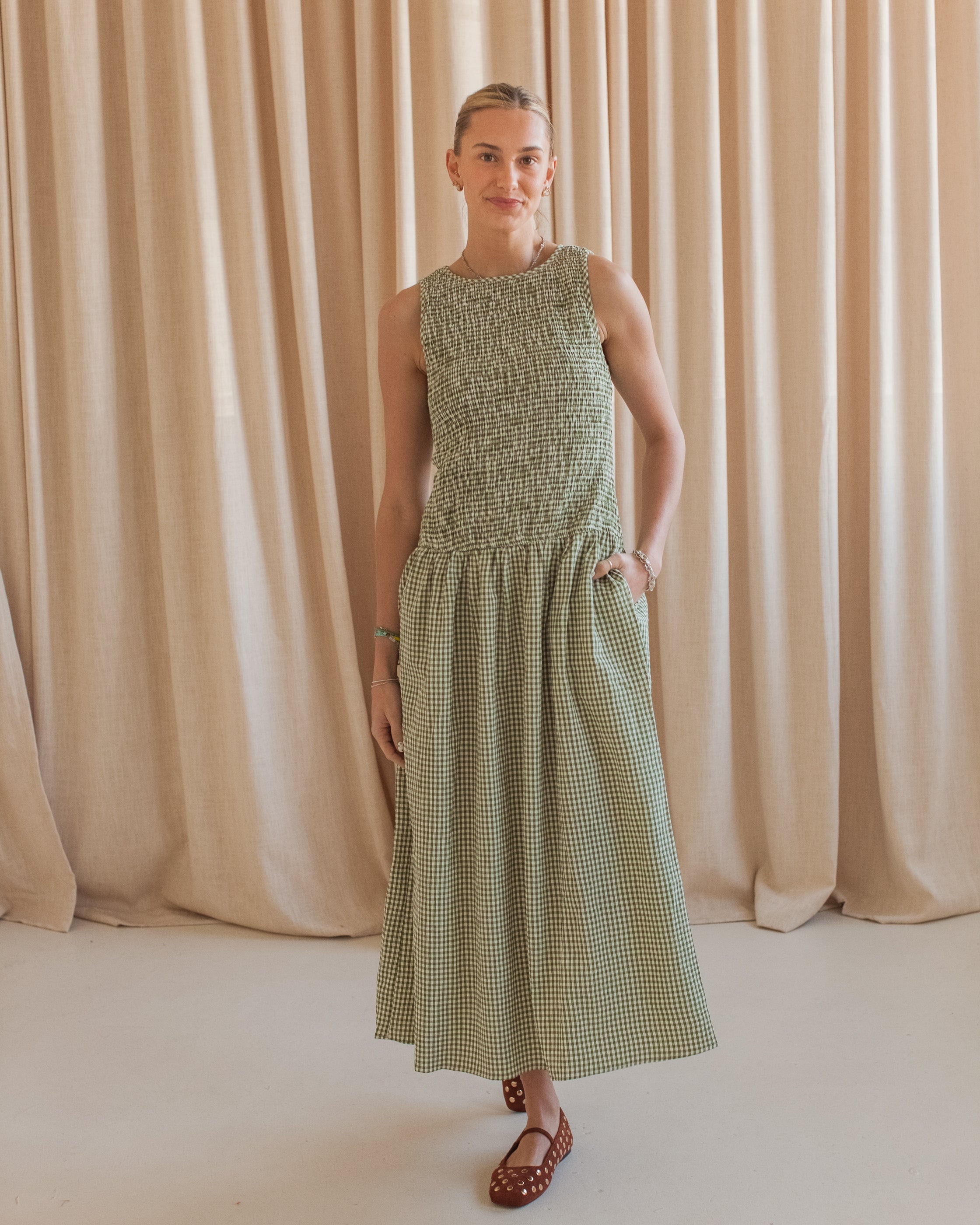 Emerald Gingham Dress