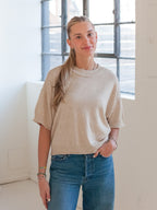 Liliana Short Sleeve Knit- Oatmeal