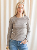 Stevie Striped Tee - Brown