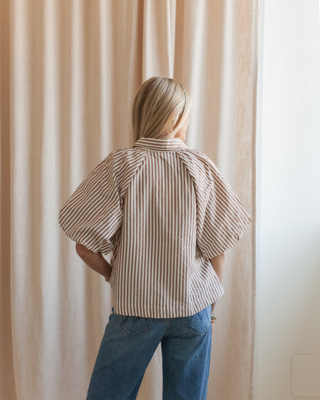 Sophie Pinstripe Blouse - Brown