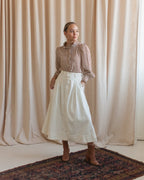 Ivory Pleated Midi Skirt