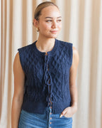 Lucy Cable Knit Vest - Navy