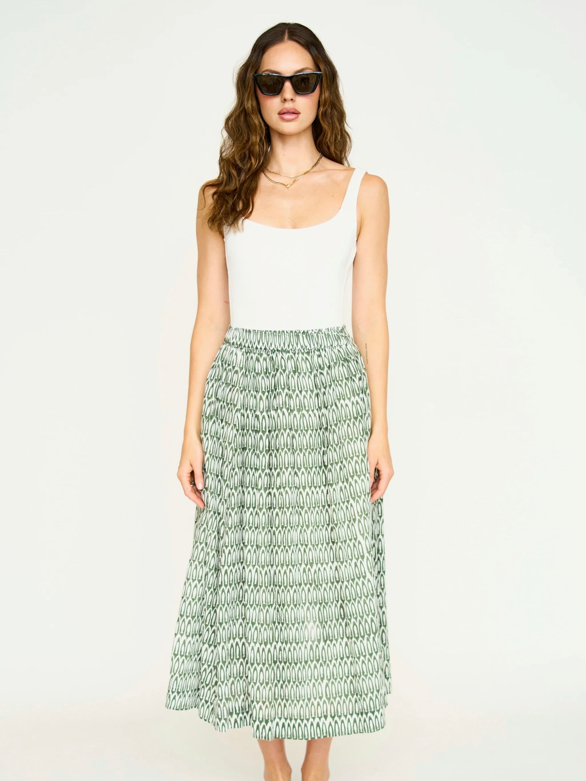 Mirth Verona Skirt in Kelp Minnow