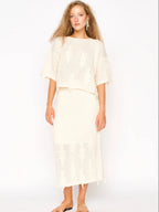 Mirth Lokaro Pointelle Skirt in Bone