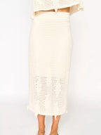 Mirth Lokaro Pointelle Skirt in Bone
