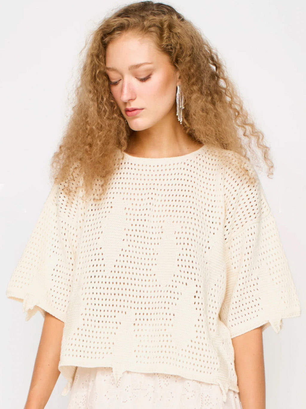 Mirth Lokaro Pointelle Top in Bone