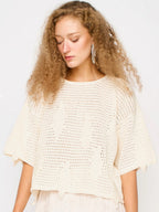 Mirth Lokaro Pointelle Top in Bone